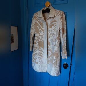Sandy Starkman Vintage 1990's Cream Taupe Long Jacket